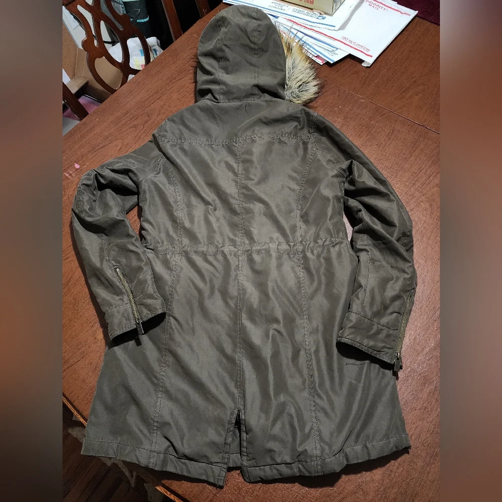 RACHEL Rachel Roy Olive Utility Jacket with Faux Fur Hood - Picture 12 of 13